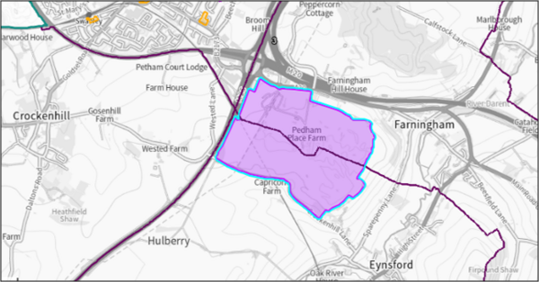 Image showing site of Pedham Place on a map